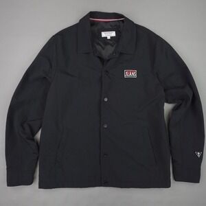 Guess Jeans Jacket Mens Large Black Snap Front Lined Coach Windbreaker M11W2860